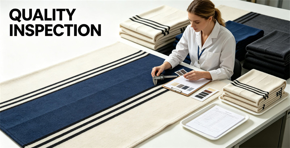Wool polyester reserve blanket shown in a practical supply setting for final purchase approval. Wool polyester reserve blanket shown in a practical supply setting for final purchase approval.