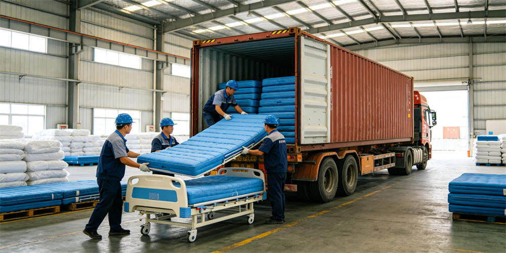 hospital waterproof mattress logistics container loading chinese workers YRF textile China manufactu hospital waterproof mattress logistics container loading chinese workers YRF textile China manufactu