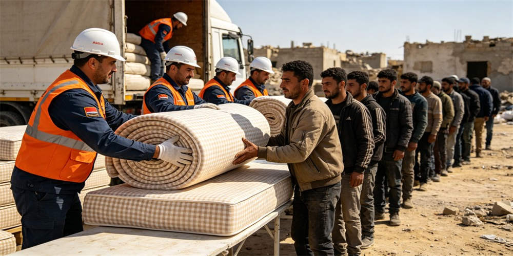 emergency relief compressed mattress application humanitarian aid distribution YRF textile Chinaina manufacturerrer emergency relief compressed mattress application humanitarian aid distribution YRF textile Chinaina manufacturerrer