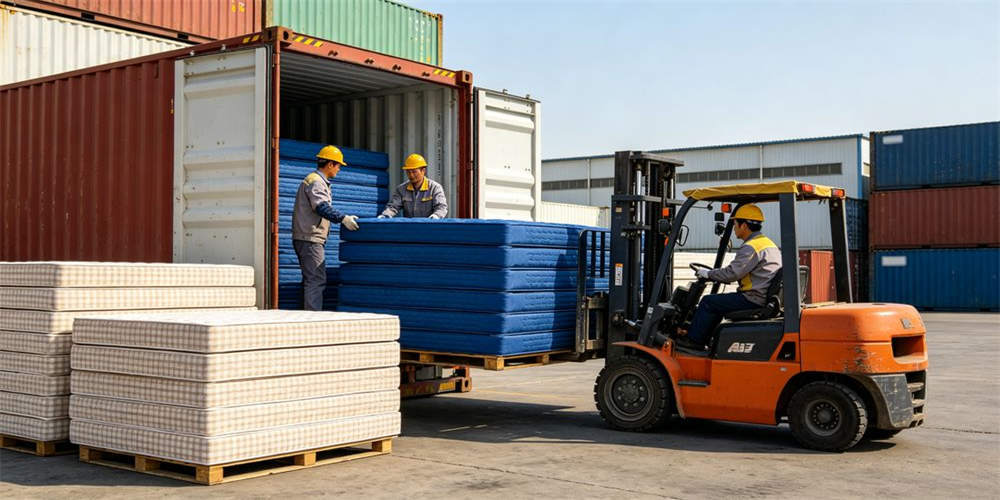 emergency relief compressed mattress logistics container loading Chinainese workers YRF textile Chinaina manufacturerrer emergency relief compressed mattress logistics container loading Chinainese workers YRF textile Chinaina manufacturerrer