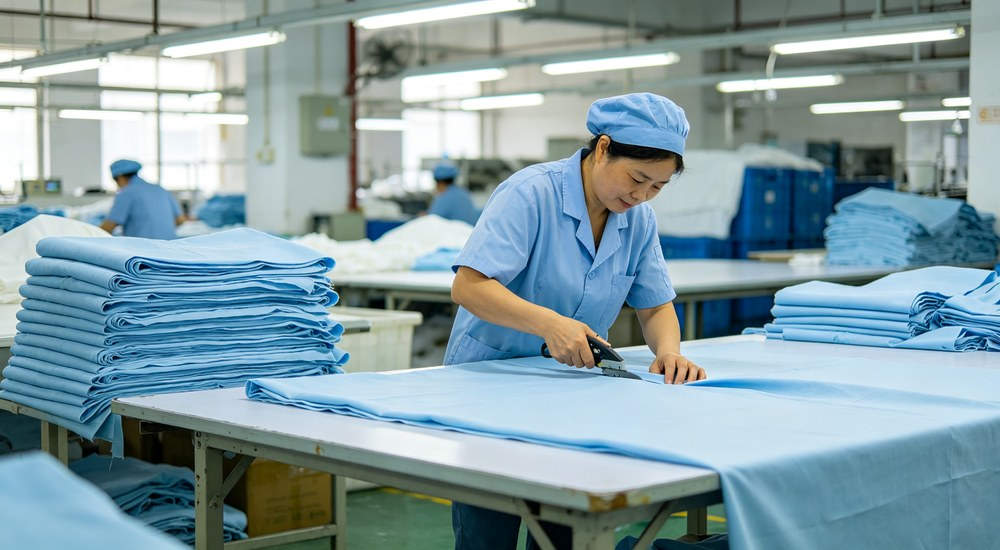 Factory production line manufacturing hospital medical bedding in China Factory production line manufacturing hospital medical bedding in China