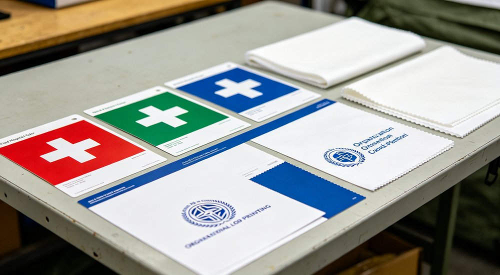 medical cross color cards and custom logo fabric swatches for inflatable medical tent printing preview medical cross color cards and custom logo fabric swatches for inflatable medical tent printing preview