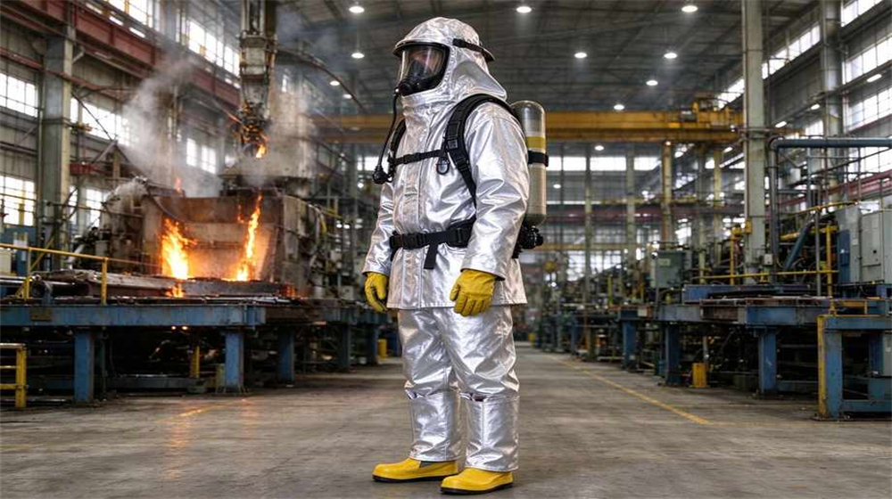 Aerial perspective of heavy duty protective eu standard heavy duty heat suit, SCBA compatible fire suit backpack detail white background showing integrated cylinder pocket, demonstrating professional product use in industrial safety environment, designed for wholesale bulk supply and industrial safety Aerial perspective of heavy duty protective eu standard heavy duty heat suit, SCBA compatible fire suit backpack detail white background showing integrated cylinder pocket, demonstrating professional product use in industrial safety environment, designed for wholesale bulk supply and industrial safety