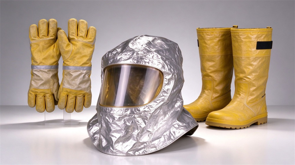 45 degree angle of heavy duty protective thermal chemical composite suit, Fire chemical protective hood with face shield displayed in a yellow protective, demonstrating professional product use in industrial safety environment, designed for wholesale bulk supply and industrial safety procurement. 45 degree angle of heavy duty protective thermal chemical composite suit, Fire chemical protective hood with face shield displayed in a yellow protective, demonstrating professional product use in industrial safety environment, designed for wholesale bulk supply and industrial safety procurement.