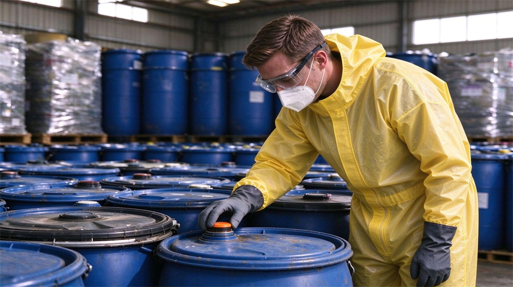 Overhead view of heavy duty protective acid alkali chemical protective suit, Worker in yellow HDPE PP splash resistant chemical suit bending to close, demonstrating professional application use in industrial safety environment, designed for wholesale bulk supply and industrial safety procurement. Overhead view of heavy duty protective acid alkali chemical protective suit, Worker in yellow HDPE PP splash resistant chemical suit bending to close, demonstrating professional application use in industrial safety environment, designed for wholesale bulk supply and industrial safety procurement.