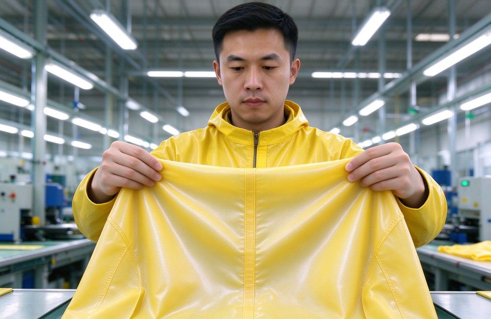 Aerial perspective of heavy duty protective semi encapsulated chemical suit, Cutting semi encapsulated chemical suit fabric on the cutting table, half sealed, demonstrating professional application use in industrial safety environment, designed for wholesale bulk supply and industrial safety procurement. Aerial perspective of heavy duty protective semi encapsulated chemical suit, Cutting semi encapsulated chemical suit fabric on the cutting table, half sealed, demonstrating professional application use in industrial safety environment, designed for wholesale bulk supply and industrial safety procurement.