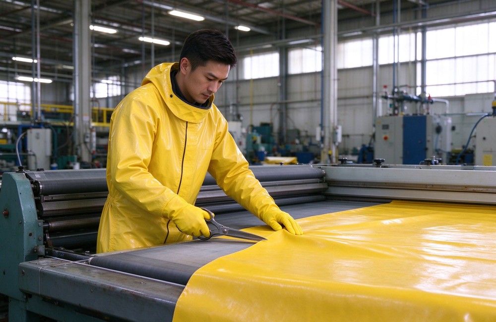 Close up detail of heavy duty protective semi encapsulated chemical suit, Semi encapsulated chemical suits on the packaging line, bulk medium risk chemical, demonstrating professional application use in industrial safety environment, designed for wholesale bulk supply and industrial safety procurement. Close up detail of heavy duty protective semi encapsulated chemical suit, Semi encapsulated chemical suits on the packaging line, bulk medium risk chemical, demonstrating professional application use in industrial safety environment, designed for wholesale bulk supply and industrial safety procurement.