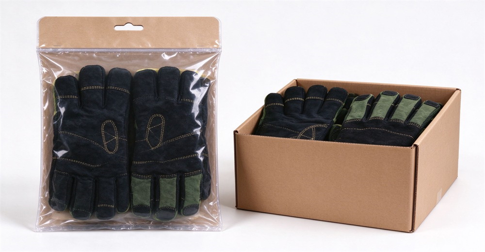 Packaged fire protective gloves in zipper bag and bulk carton for operational use Packaged fire protective gloves in zipper bag and bulk carton for operational use