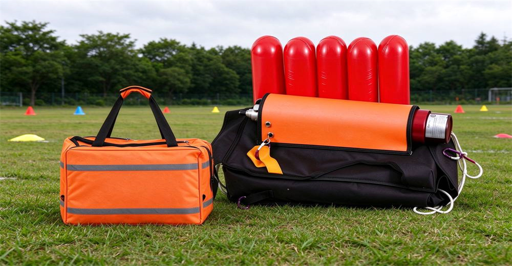 Pneumatic line thrower training kit on grass field during professional flood and river rescue operations across wide water gaps with reinforced materials tested for repeated rescue missions Pneumatic line thrower training kit on grass field during professional flood and river rescue operations across wide water gaps with reinforced materials tested for repeated rescue missions