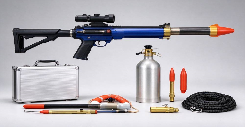 Long distance pneumatic line thrower kit in silver case manufactured by YRF China supplier as complete rescue equipment for government and NGO procurement Long distance pneumatic line thrower kit in silver case manufactured by YRF China supplier as complete rescue equipment for government and NGO procurement