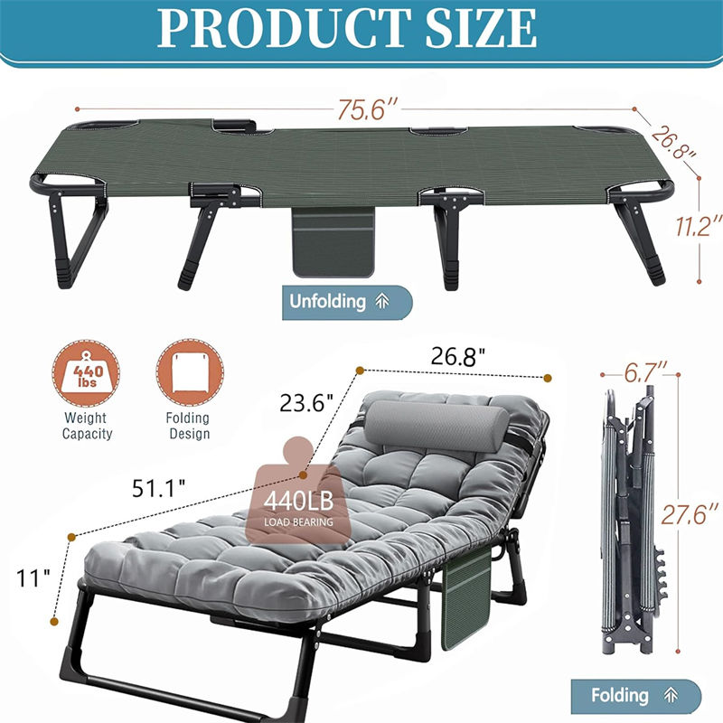 192x68x28cm Military Folding Bed