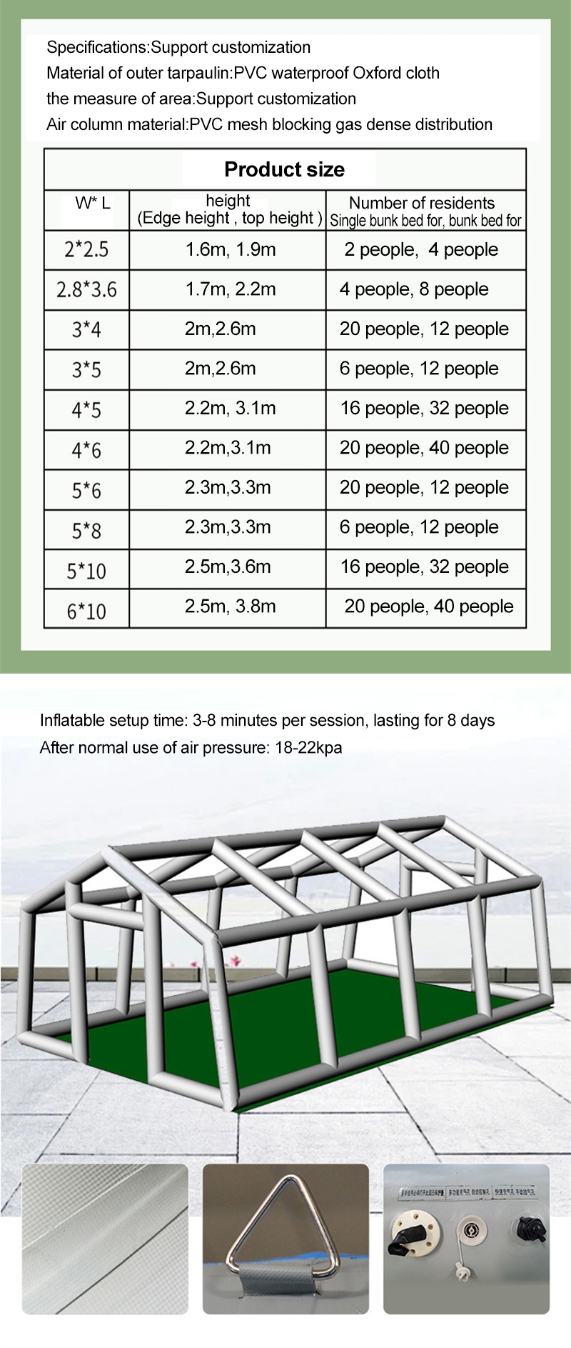 Easy-to-Setup Government Reserves Inflatable Tent