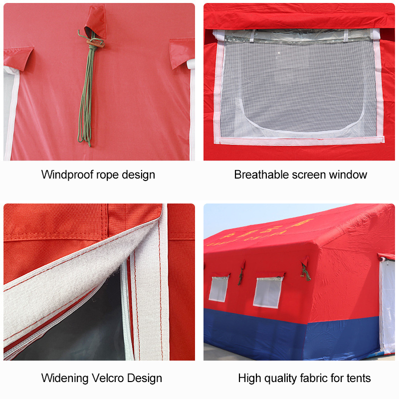 Fire emergency inflatable tent providing reliable shelter