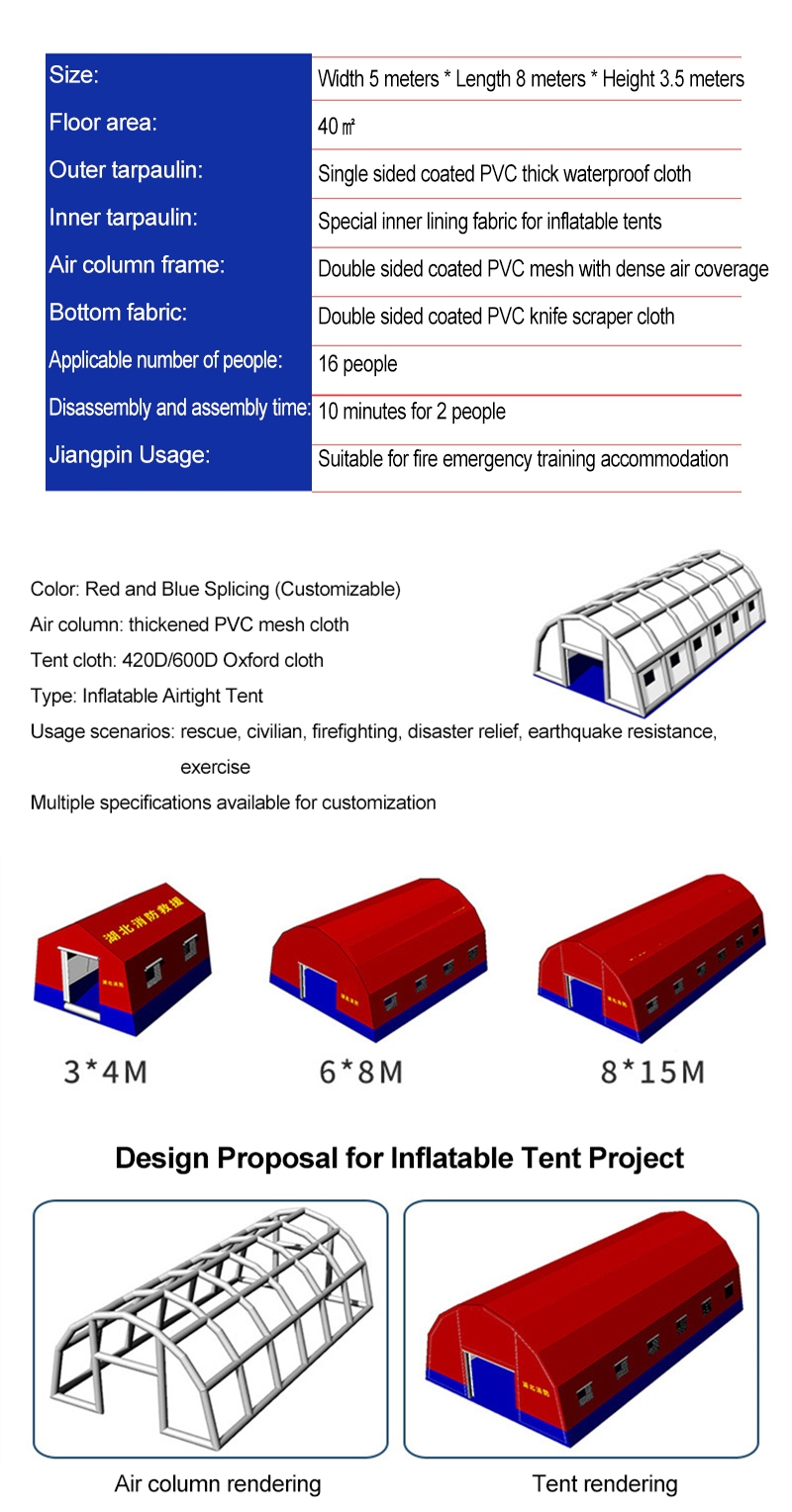 Fire danger-resistant inflatable tent