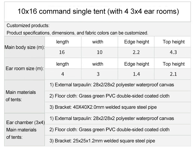 Professional military tent product