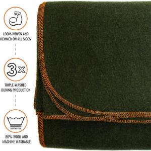 Olive Green 30% wool military rescue blanket